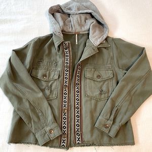 Free People Hooded Shirt Jacket